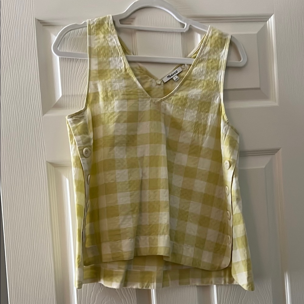 Madewell Yellow and White Sleeveless Tank Top